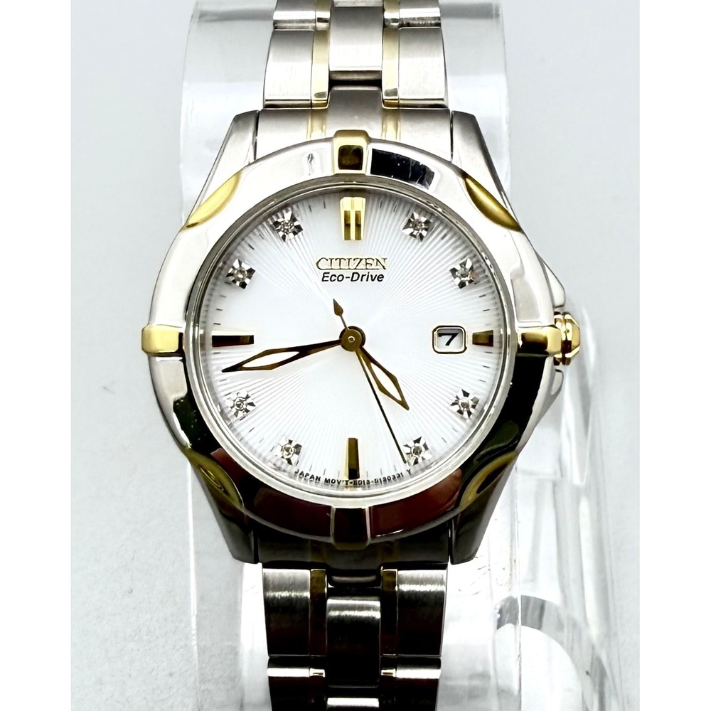 Citizen Eco-Drive Women's Two Tone Diamond Accent Date Watch 29mm